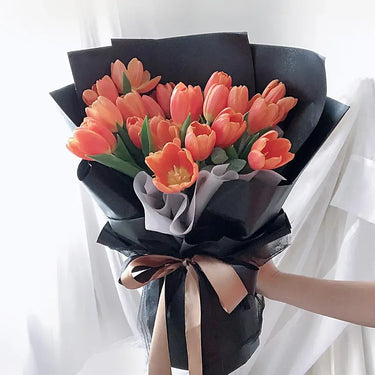 Premium Orange Tulips, Elegance in Every Petal, Orange Tulips, Beautifully Wrapped
